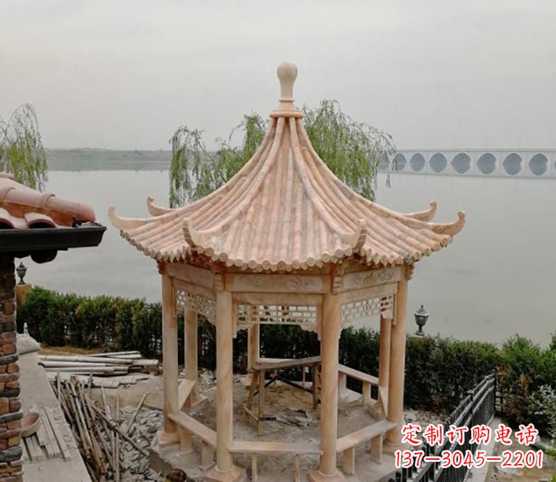 周口八角凉亭石雕 (2)