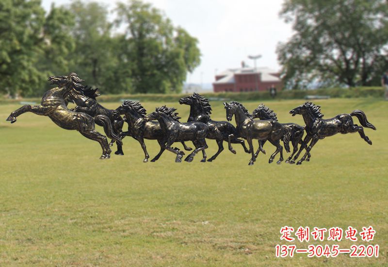 周口八骏图八匹马群铜雕