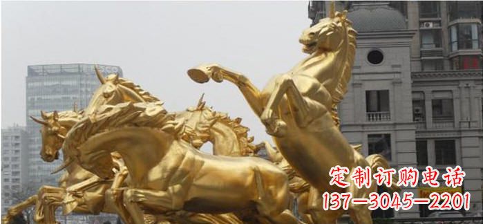 周口八马奔腾铜雕马群