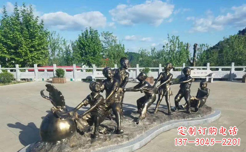 周口拔萝卜人物铜雕 (2)