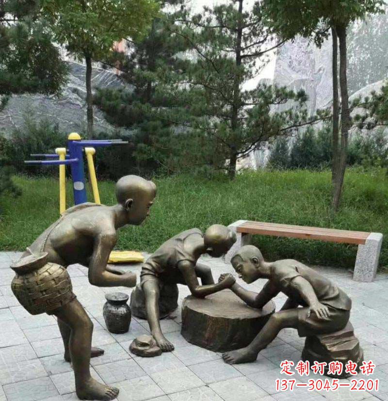 周口掰手腕儿童铜雕