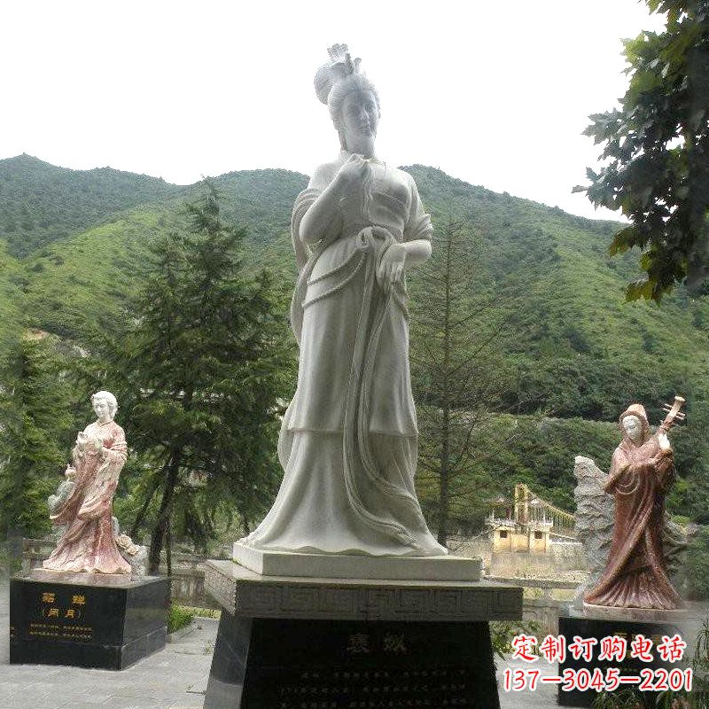 周口褒姒雕塑-大理石石雕美女中国古代美女塑像