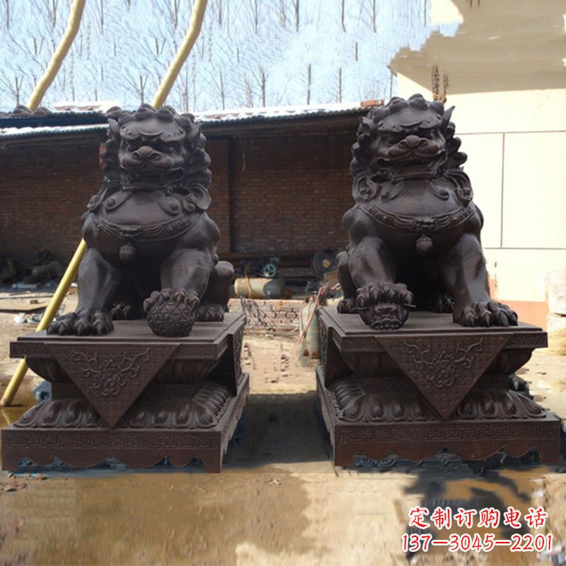 周口北京狮子铜雕塑-企业商场看门辟邪招财神兽