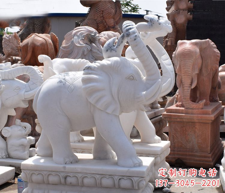 周口“优雅大象”汉白玉雕塑