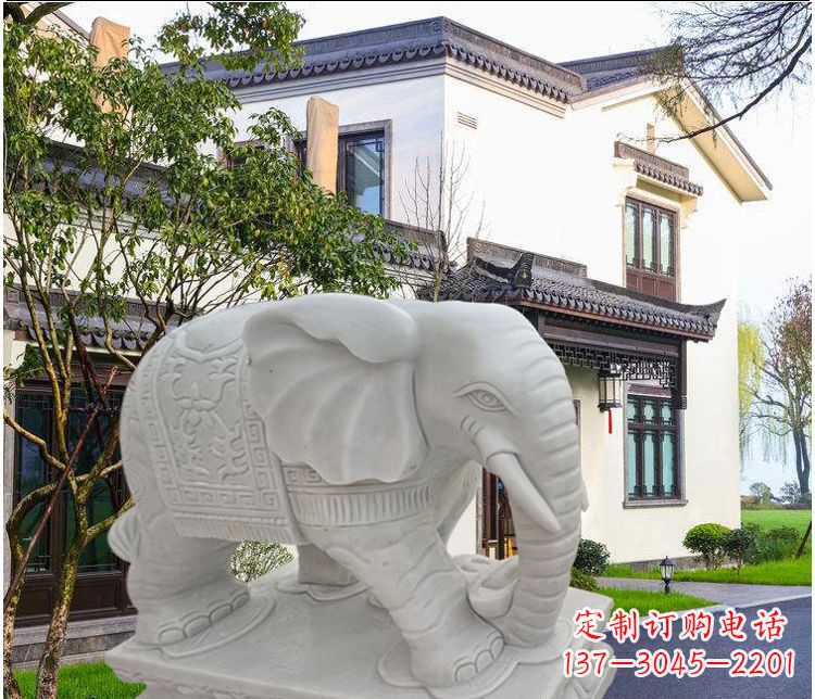 周口鼻卷元宝的大象汉白玉门口石雕