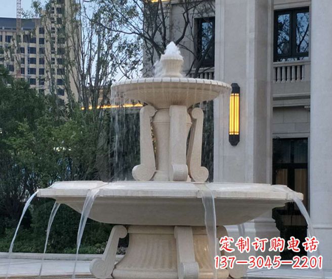 周口别墅景观汉白玉喷泉石雕 (2)