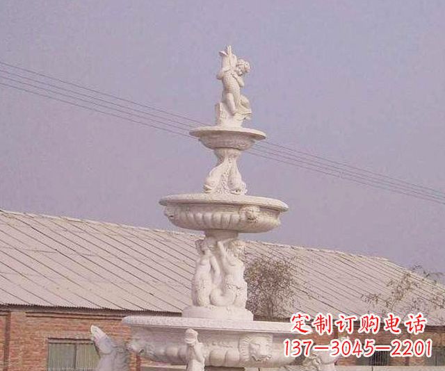 周口别墅景观天使喷泉石雕 (2)