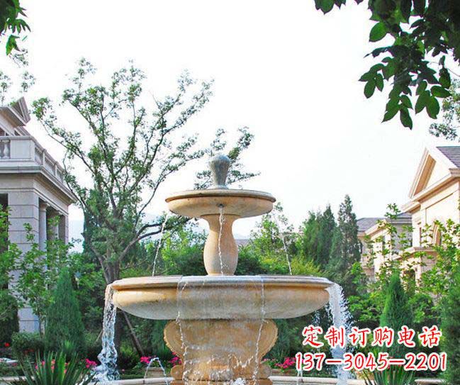 周口别墅景观晚霞红喷泉石雕
