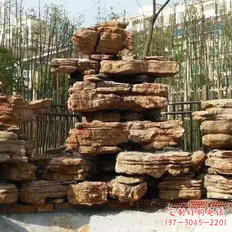 周口别墅庭院千层石奇石假山