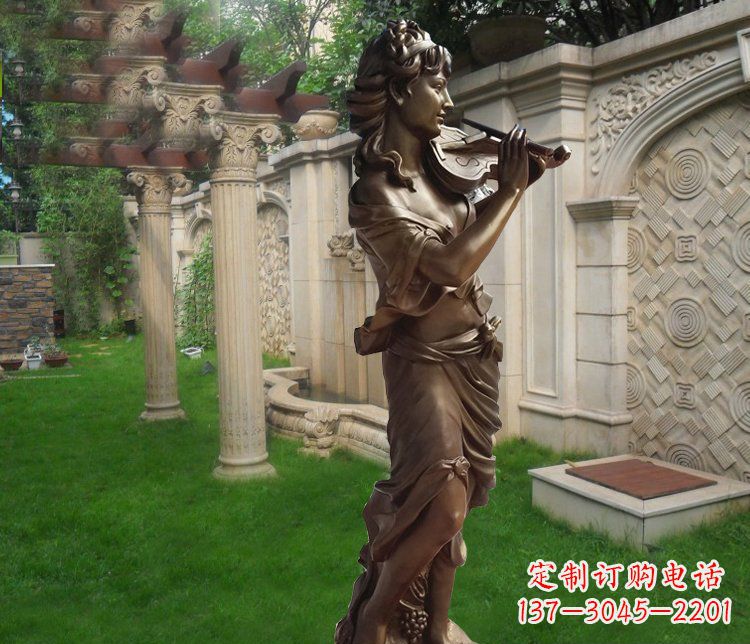 周口别墅西方女人玻璃钢仿铜景观雕塑