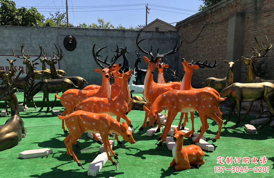 周口玻璃钢雕刻梅花鹿