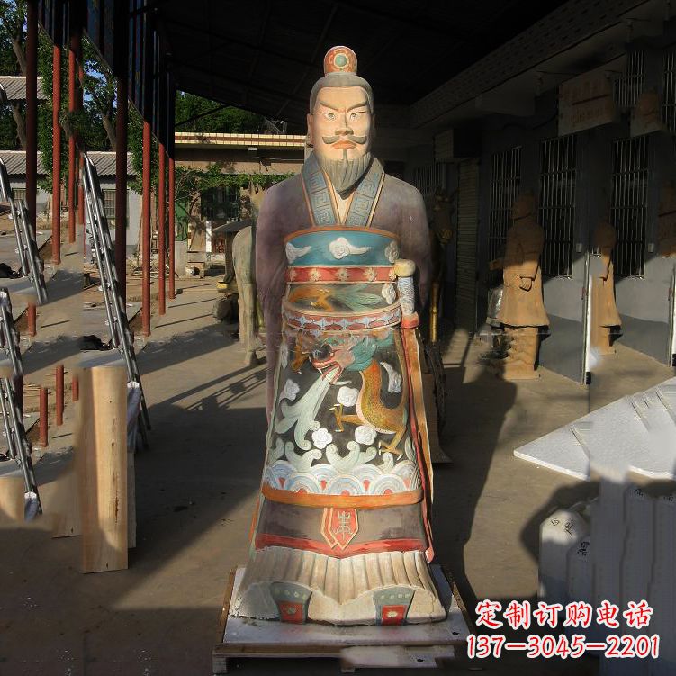 周口玻璃钢彩绘秦始皇塑像