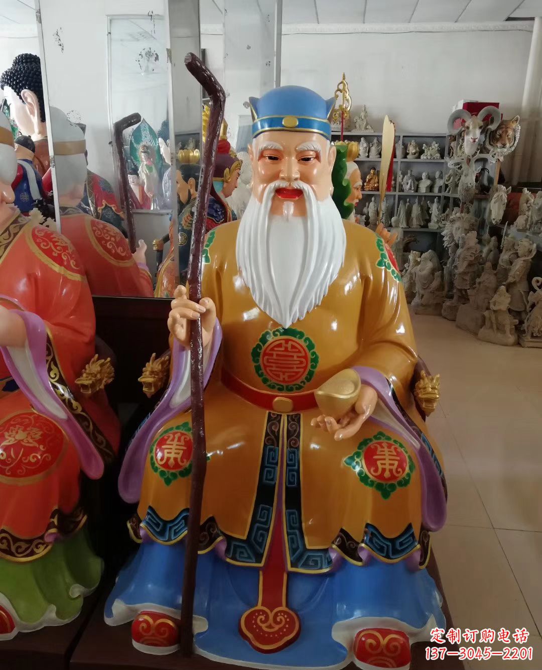 周口玻璃钢彩绘神像土地公雕塑