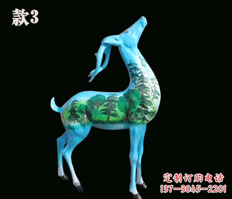 周口玻璃钢彩绘艺术小鹿雕塑精美的艺术品