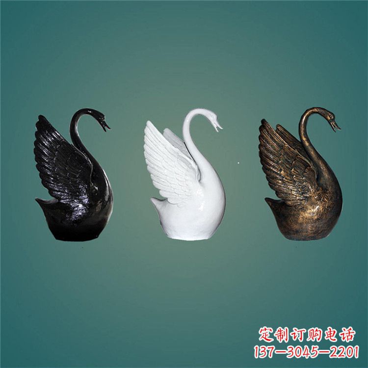 周口玻璃钢制天鹅雕塑,点缀水景水池