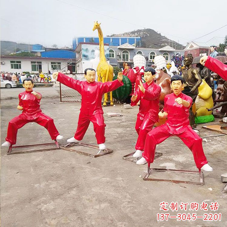 周口玻璃钢太极拳雕塑展示中国传统文化