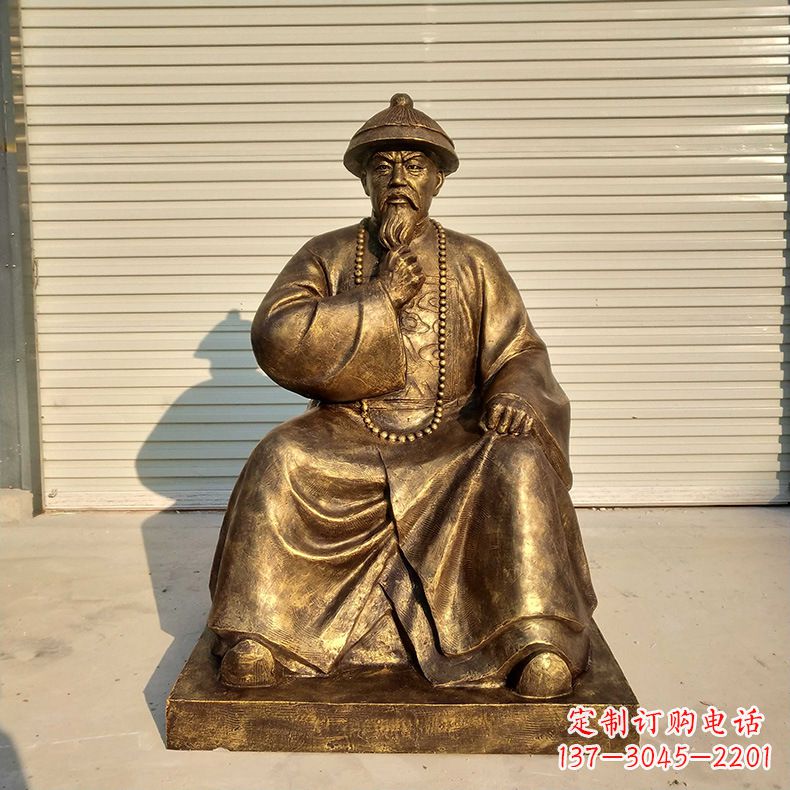 周口玻璃钢仿铜林则徐坐姿雕像