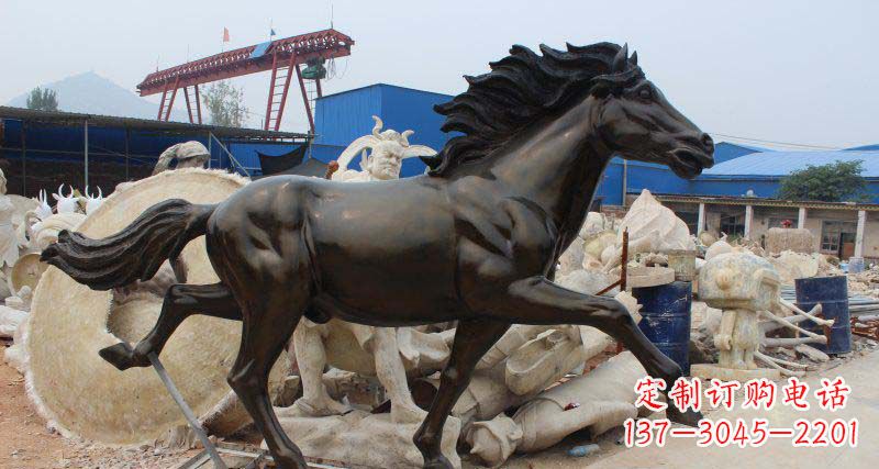 周口玻璃钢仿铜马广场动物雕塑