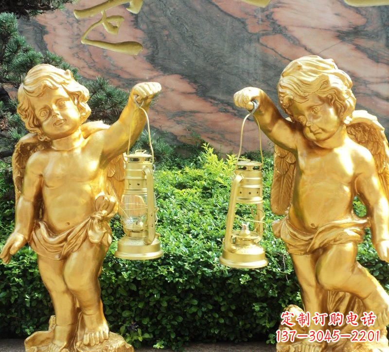 周口玻璃钢仿铜小天使路灯