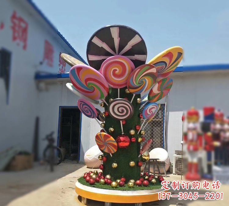 周口玻璃钢制作的棒棒糖雕塑