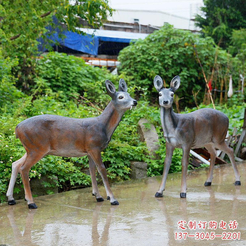 周口玻璃钢仿真鹿雕塑-农家院动物摆件