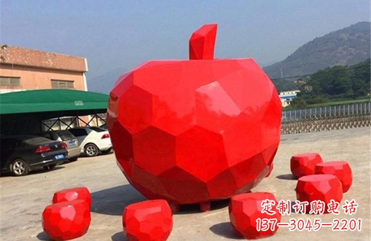 周口玻璃钢公园彩绘几何苹果雕塑