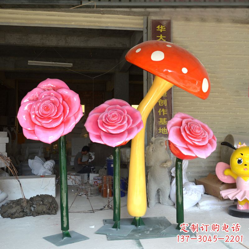 周口玫瑰之美玻璃钢玫瑰雕塑