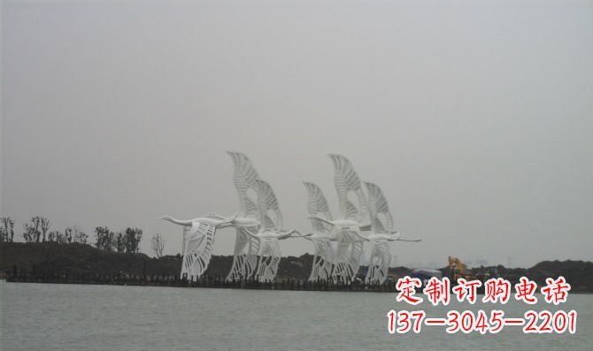 周口不锈钢白鹭动物雕塑美丽的艺术作品