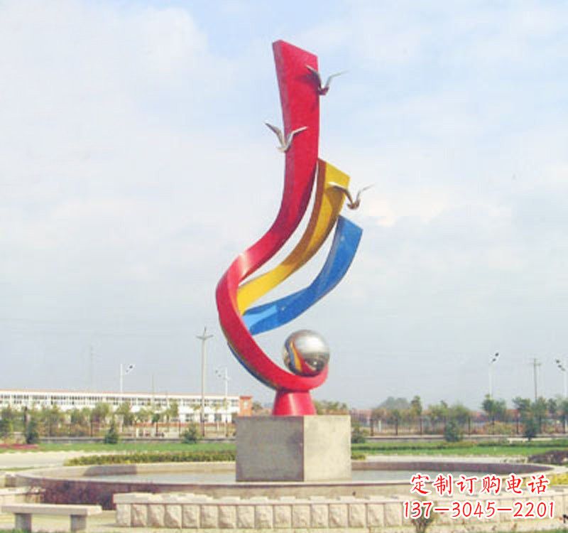 周口不锈钢彩色海鸥海浪雕塑——美丽传承