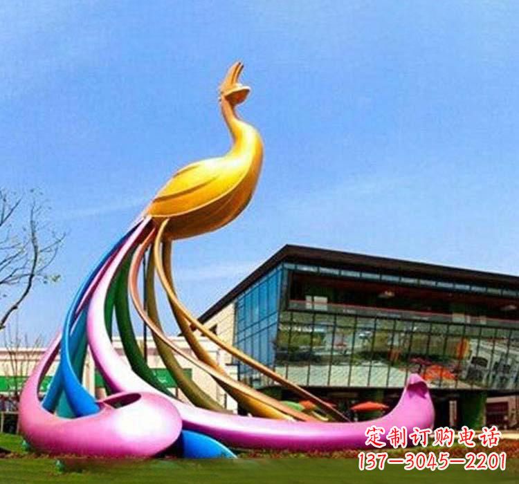 周口不锈钢彩色孔雀雕塑——美轮美奂的艺术精品