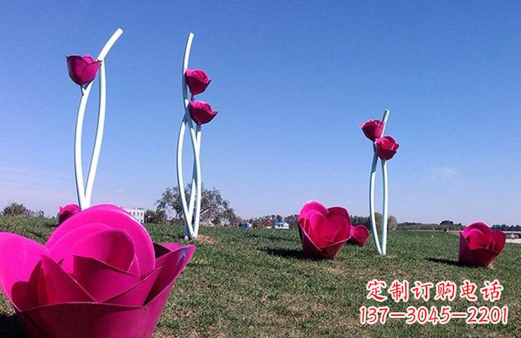 周口不锈钢彩色玫瑰雕塑艺术精美的象征