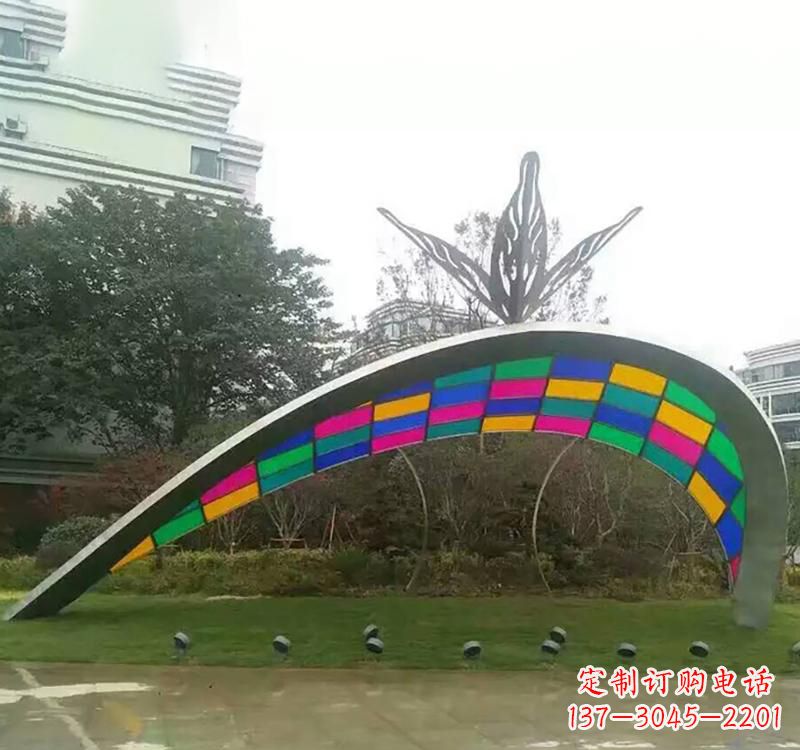 周口不锈钢彩色拼接拱门雕塑