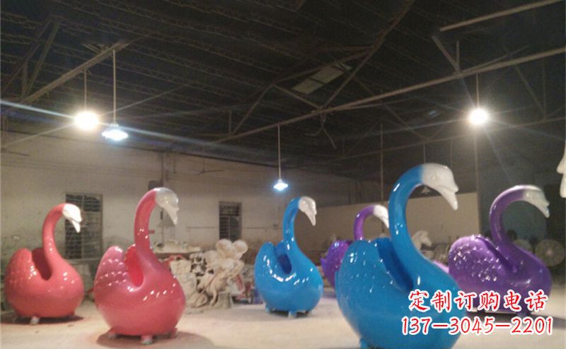 周口不锈钢彩色天鹅——精美的动物雕塑
