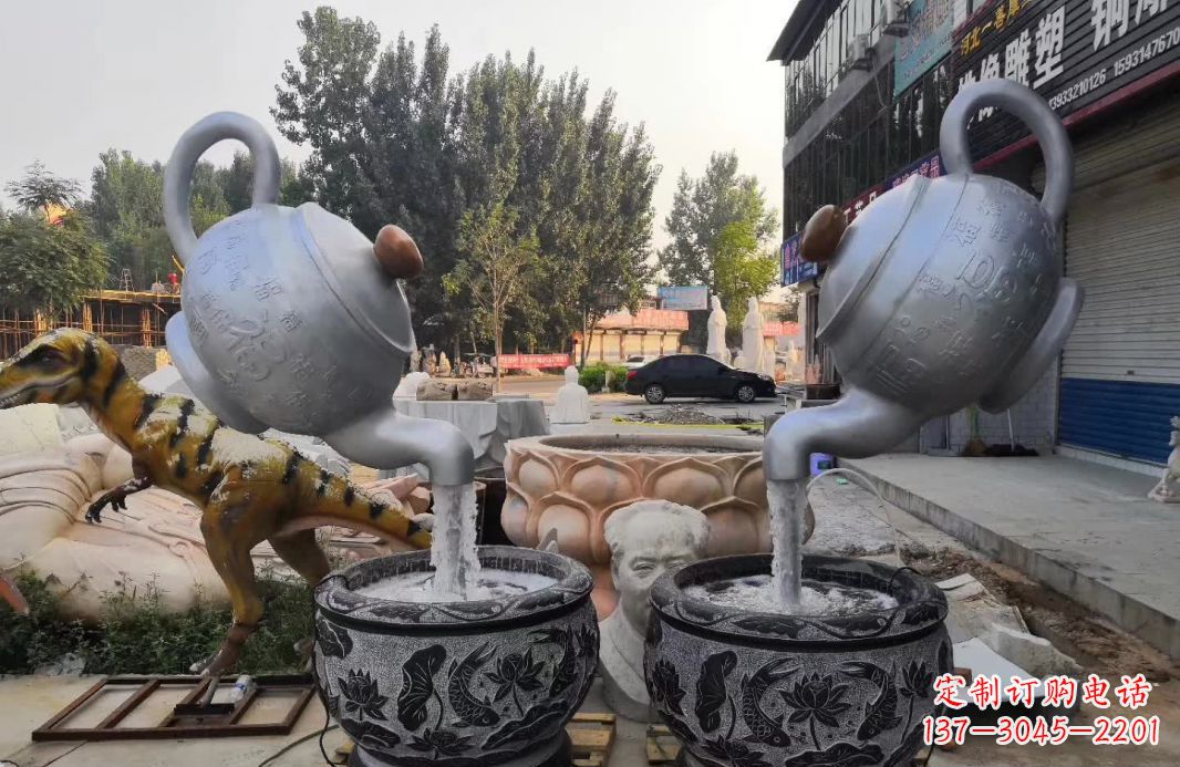 周口不锈钢茶壶喷泉雕塑精致而又高雅
