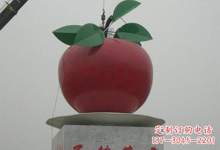 周口不锈钢城市大型苹果雕塑象征着城市繁荣