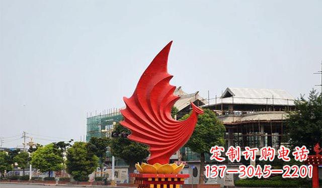 周口不锈钢凤凰雕塑象征着城市繁荣