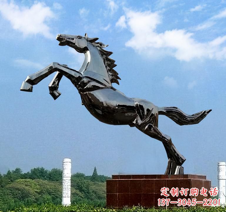 周口不锈钢城市艺术奔马雕塑精美的艺术之作