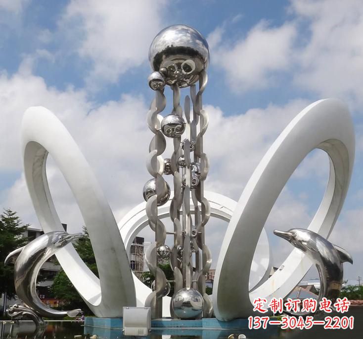 周口不锈钢城市艺术海豚雕塑美丽的海洋守护者