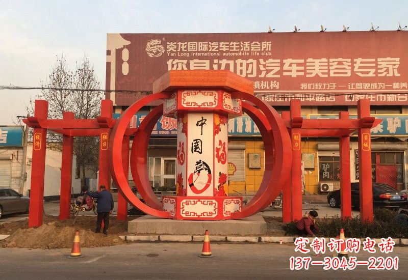 周口不锈钢灯笼雕塑——中国梦的象征