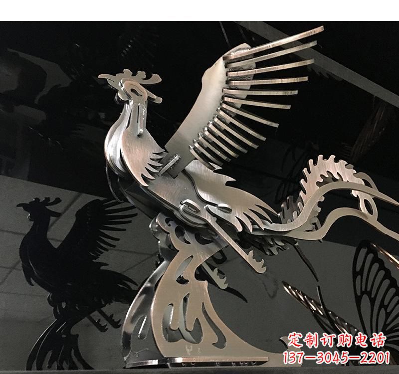 周口不锈钢凤凰雕塑精美的艺术品