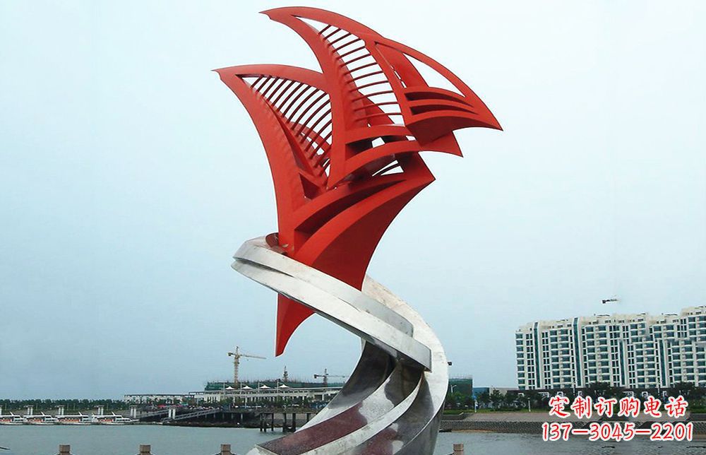 周口海洋之舟——不锈钢抽象帆船海边景观雕塑