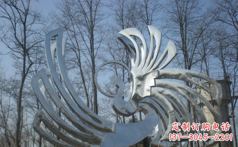 周口不锈钢抽象凤凰雕塑 (4)