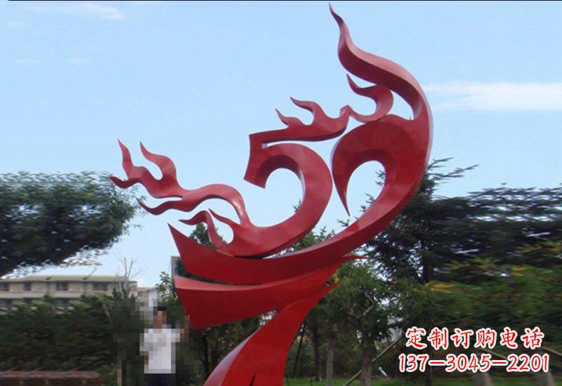 周口不锈钢凤凰涅槃雕塑——象征着新生
