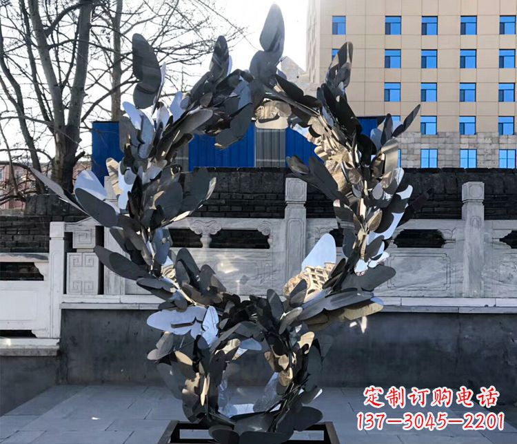 周口不锈钢蝴蝶花环景观雕塑