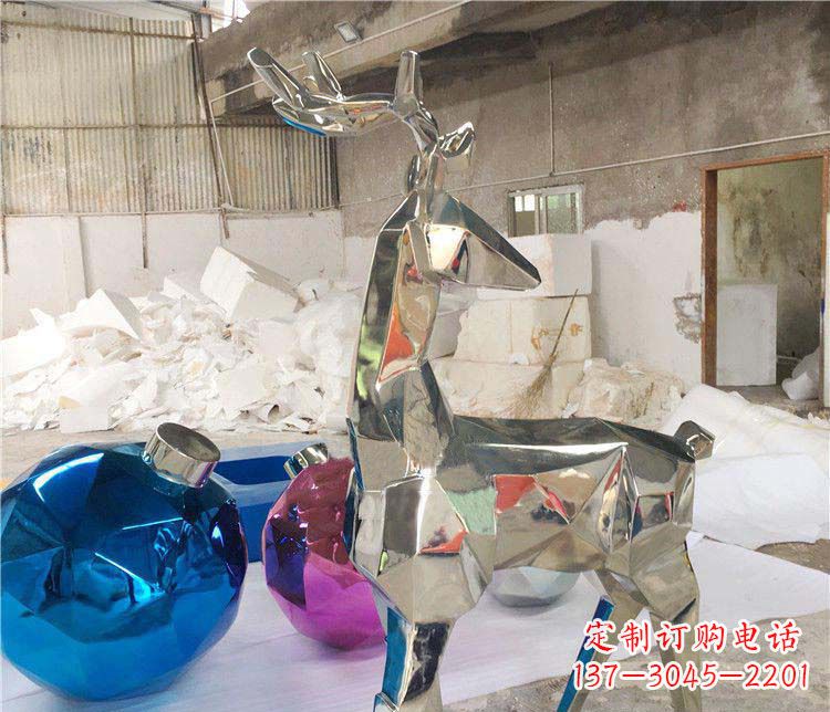 周口不锈钢梅花鹿雕塑