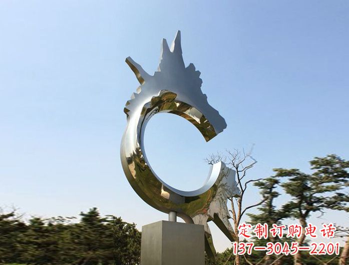 周口不锈钢抽象龙头雕塑