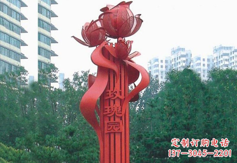 周口不锈钢玫瑰雕塑精美而优雅