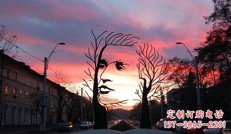 周口不锈钢人头雕塑点缀街边景观
