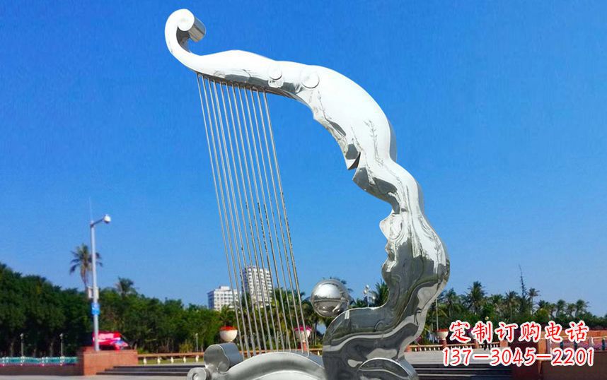 周口不锈钢竖琴广场雕塑