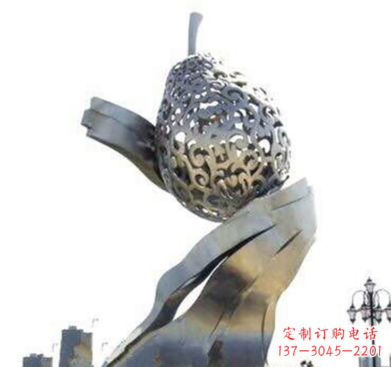 周口不锈钢梨雕塑艺术结合精美外形